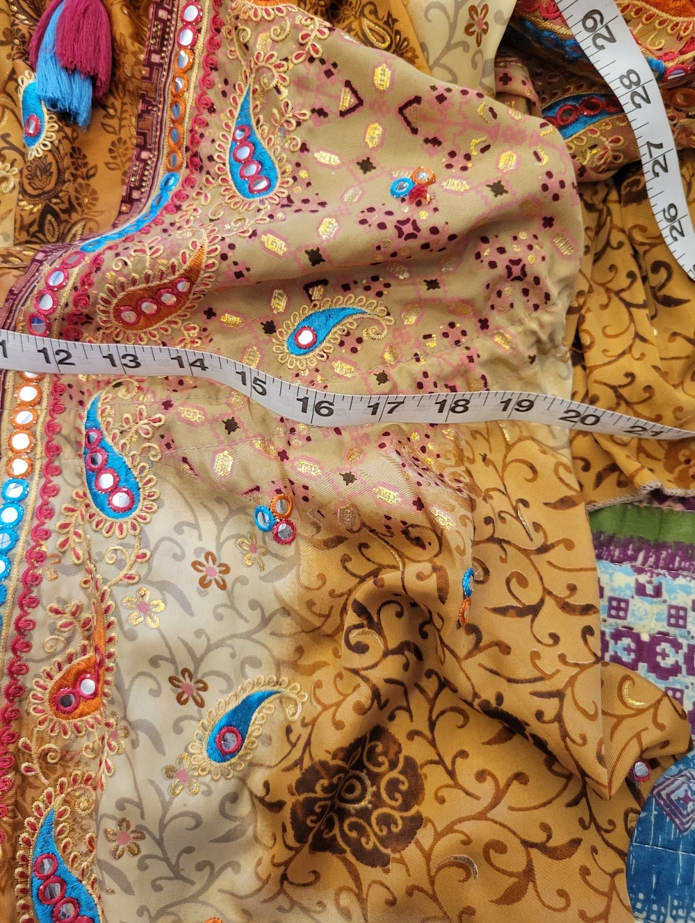 Boho Madrid Dress Backless Exotic Paisley Sparkles Ties & Tassles Flexible Fit - Picture 12 of 16